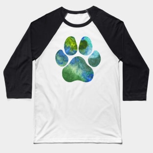 Green and Blue Paw Print Baseball T-Shirt